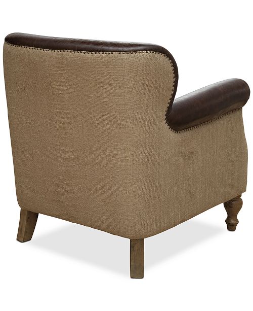 JLA Home Chelsie FauxLeather & Fabric Accent Chair, Quick Ship