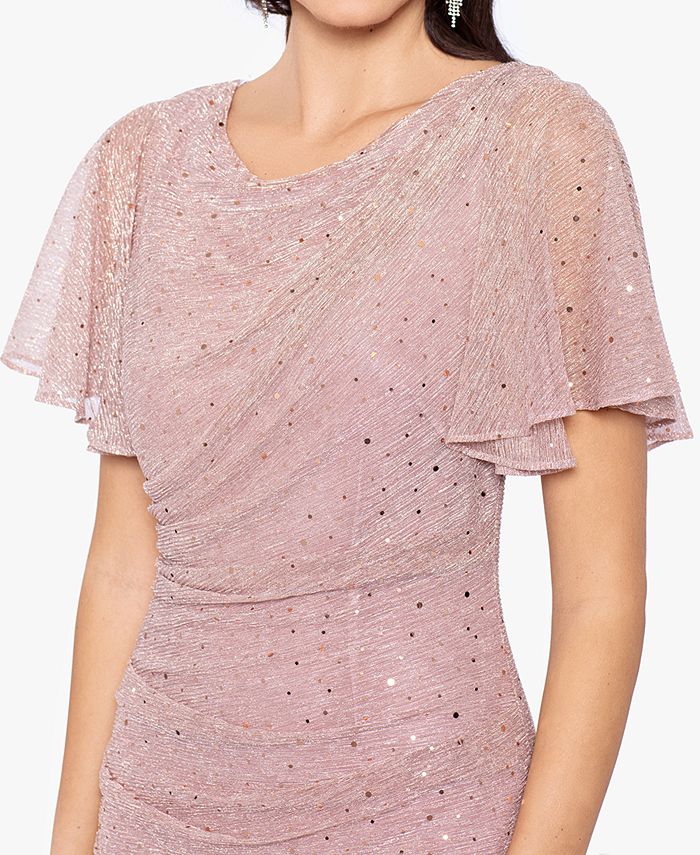 Betsy & Adam Women's Metallic Sequin Flutter-Sleeve Gown - Macy's