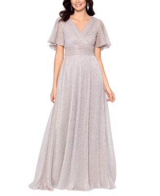 Betsy & Adam - Women's Metallic Flutter-Sleeve Gown