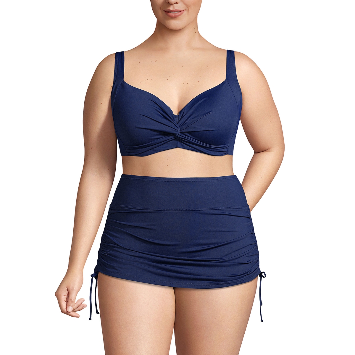 Plus Size Ddd-Cup Chlorine Resistant Twist Underwire Bikini Swimsuit Top - Deep sea navy