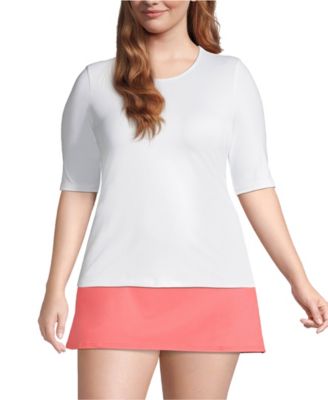 Plus Size SunShade UPF 50 Elbow Sleeve Rash Guard Swim Tee