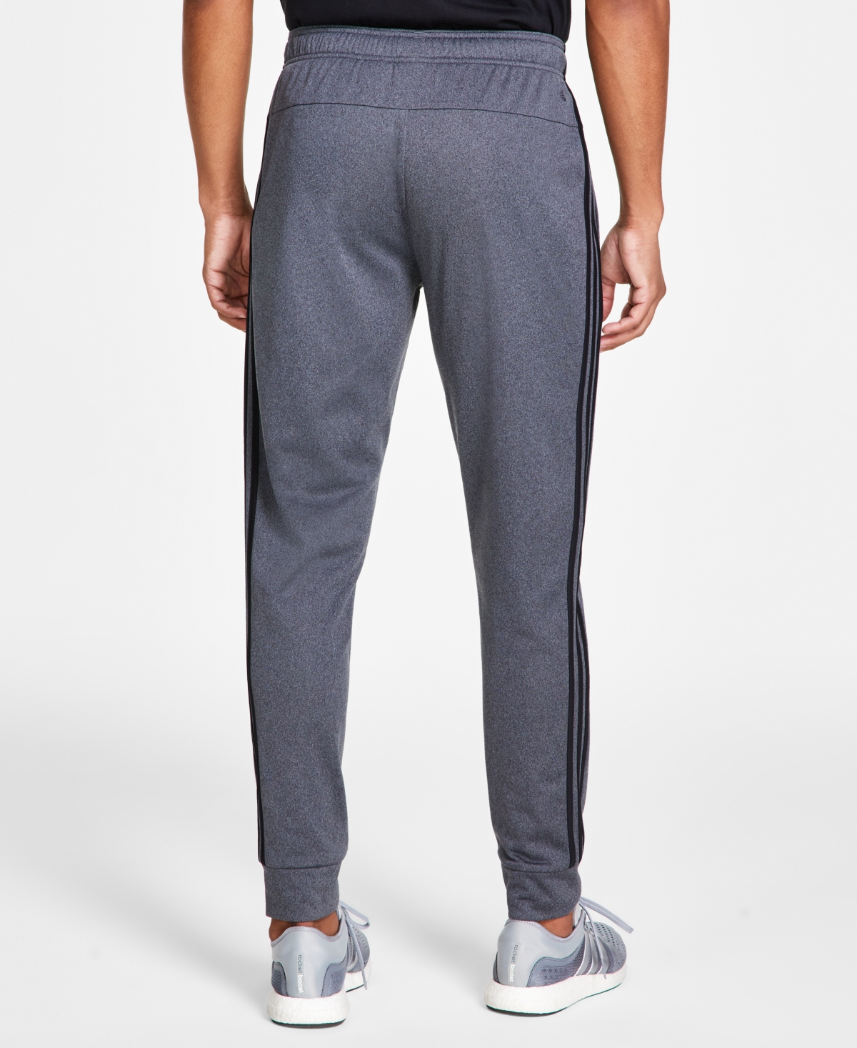adidas Men's Tricot Heathered Joggers -Black Stripes