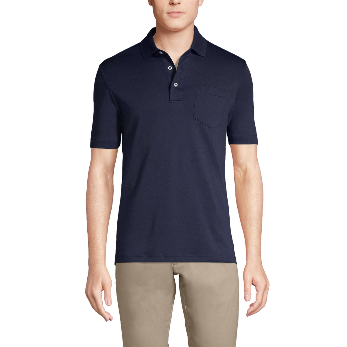 Men's Short Sleeve Cotton Supima Polo Shirt with Pocket - Baltic teal
