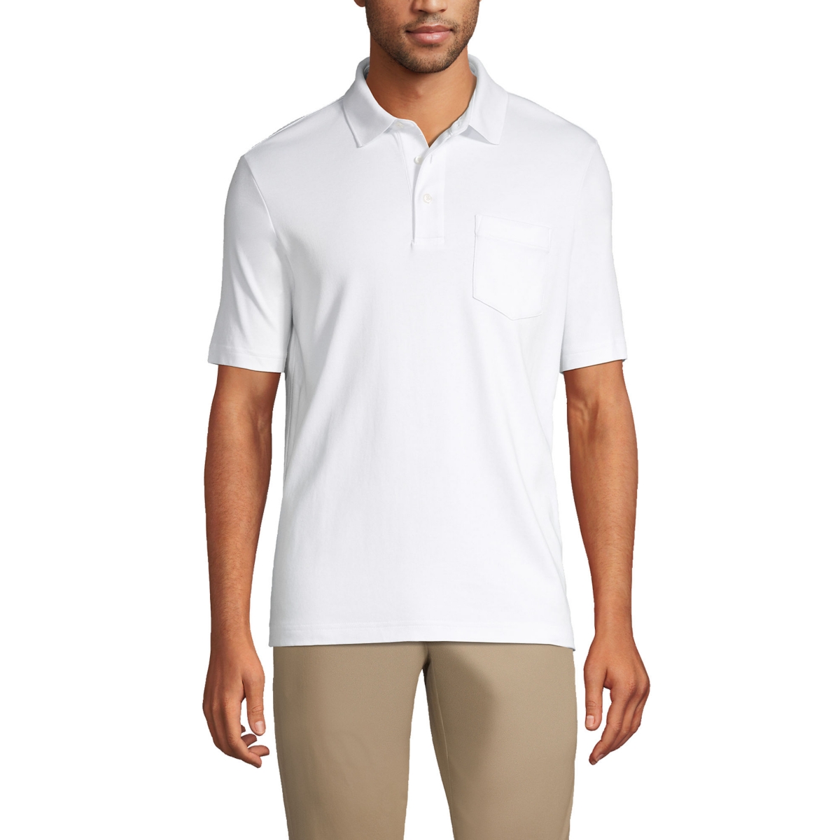 Men's Short Sleeve Cotton Supima Polo Shirt with Pocket - White