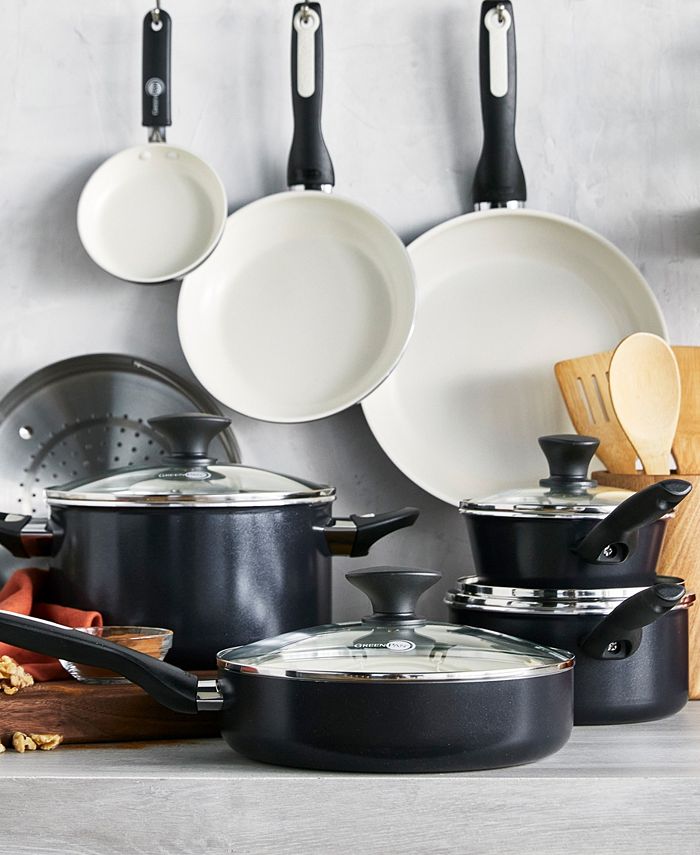 GreenPan Rio Ceramic Nonstick Cookware Set, 16 Piece Macy's