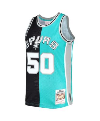 Men's David Robinson Black, Teal San Antonio Spurs Hardwood Classics 1998-99 Split Swingman Jersey