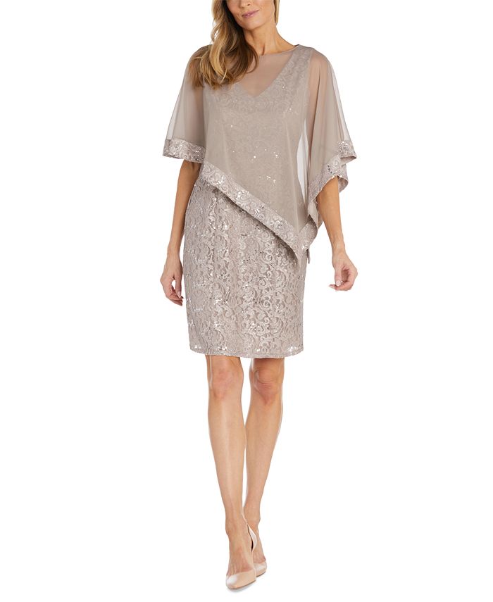 R M Richards Women s Sequinned Lace Sheer Poncho Dress Macy s