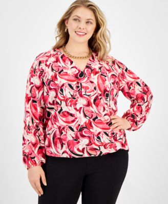 I.N.C. International Concepts - Plus Size Printed Suprlice Top