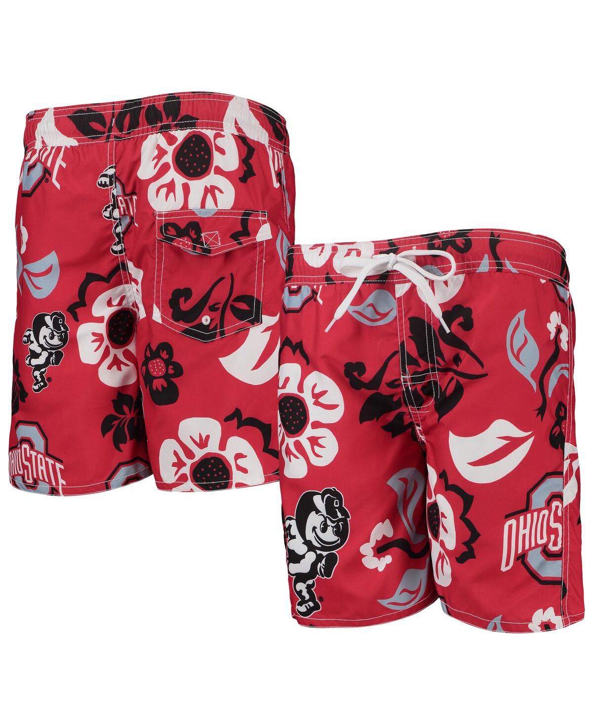 Shop Wes & Willy Big Boys  Scarlet Ohio State Buckeyes Floral Volley Swim Trunks