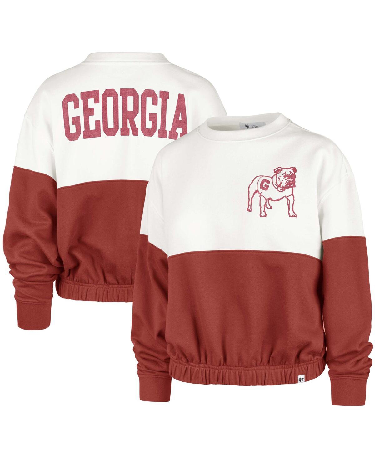 47 BRAND WOMEN'S '47 BRAND WHITE GEORGIA BULLDOGS TAKE TWO BONITA PULLOVER SWEATSHIRT