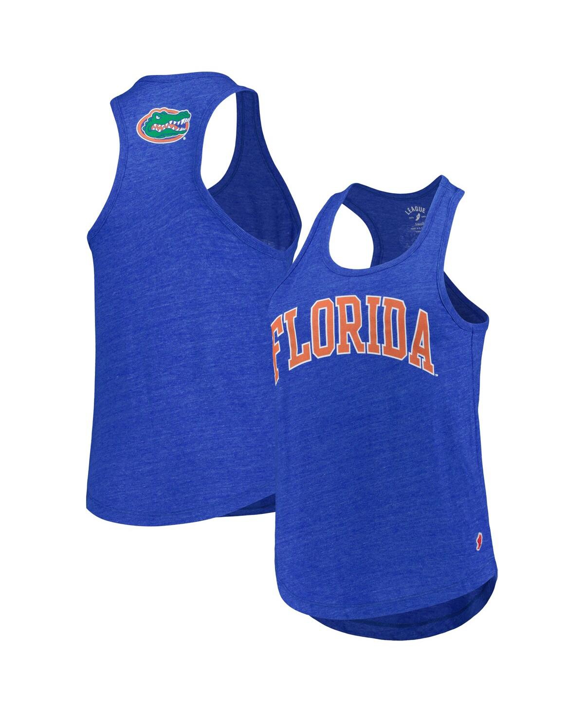 Women's League Collegiate Wear Heather Royal Florida Gators Two-Hit Intramural Tri-Blend Scoop Neck Racerback Tank Top - Heather Royal