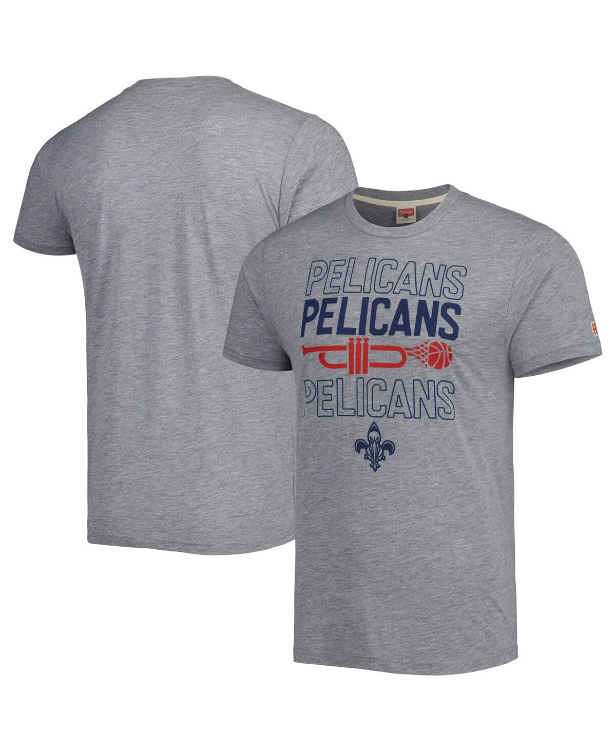 Men's and Women's Homage Heather Gray New Orleans Pelicans Hometown Hyper Local Tri-Blend T-shirt - Heather Gray