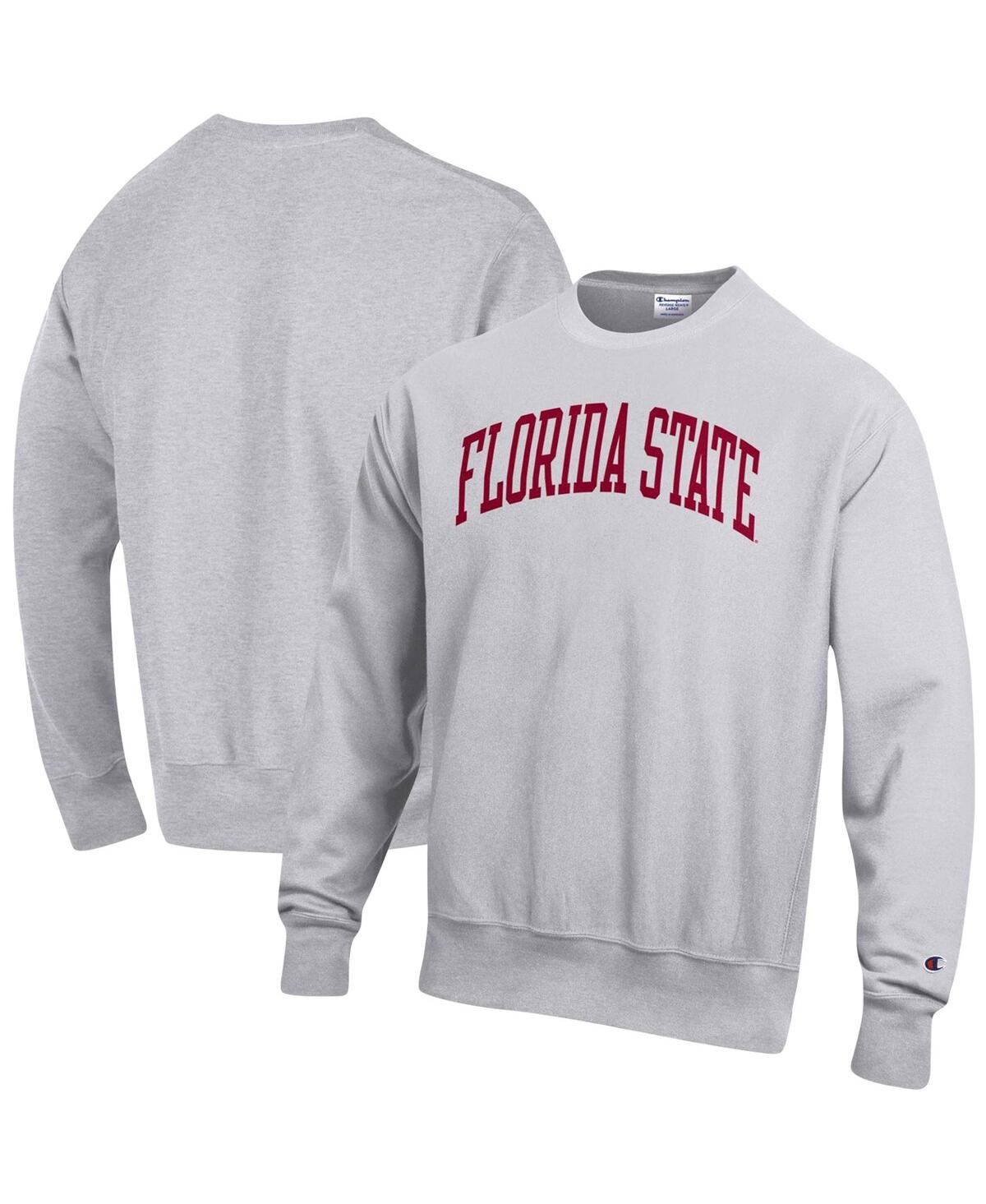 Champion Men's  Heathered Gray Florida State Seminoles Arch Reverse Weave Pullover Sweatshirt In Gray