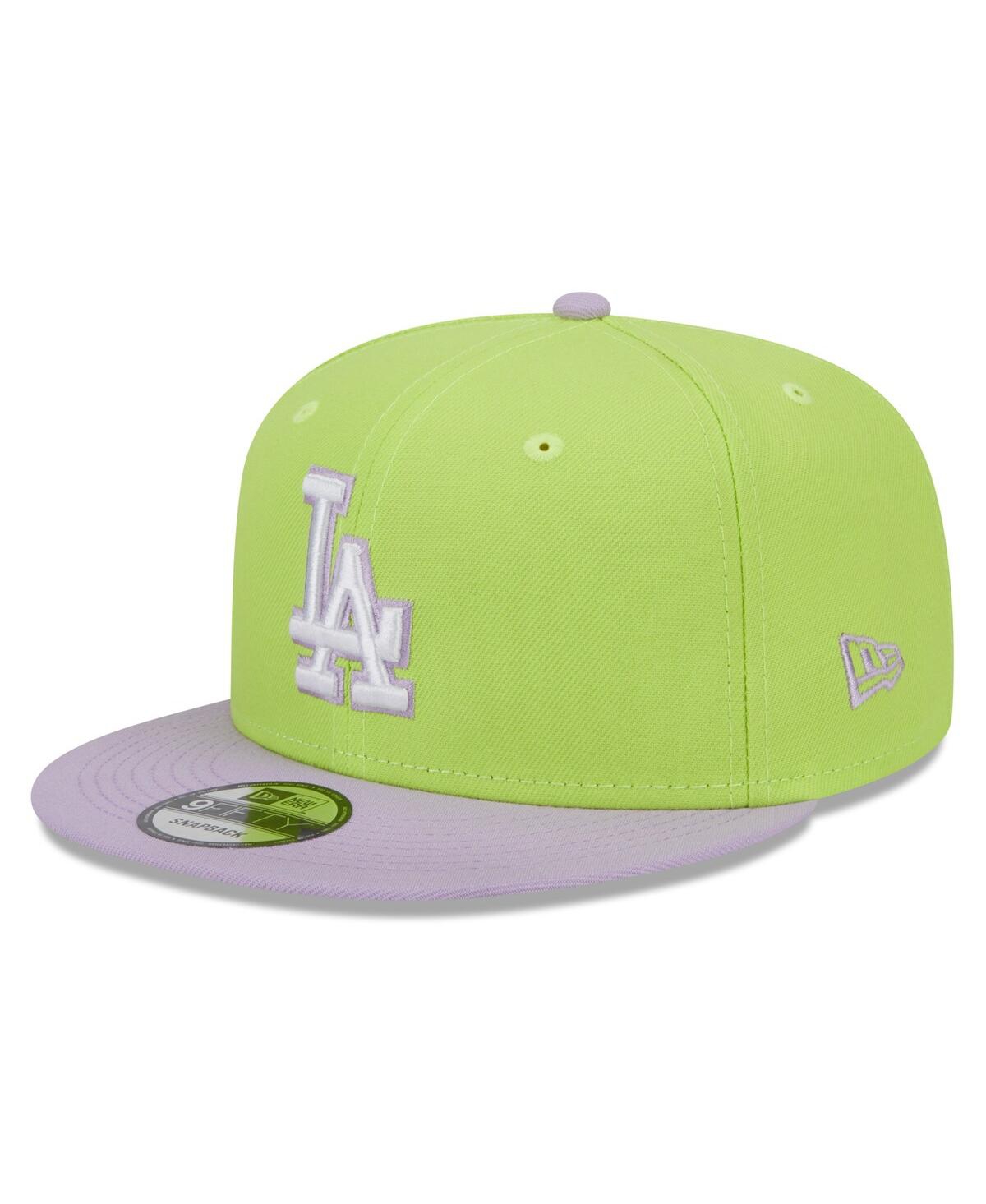 New Era Men's  Neon Green And Purple Los Angeles Dodgers Spring Basic Two-tone 9fifty Snapback Hat In Neon Green,purple