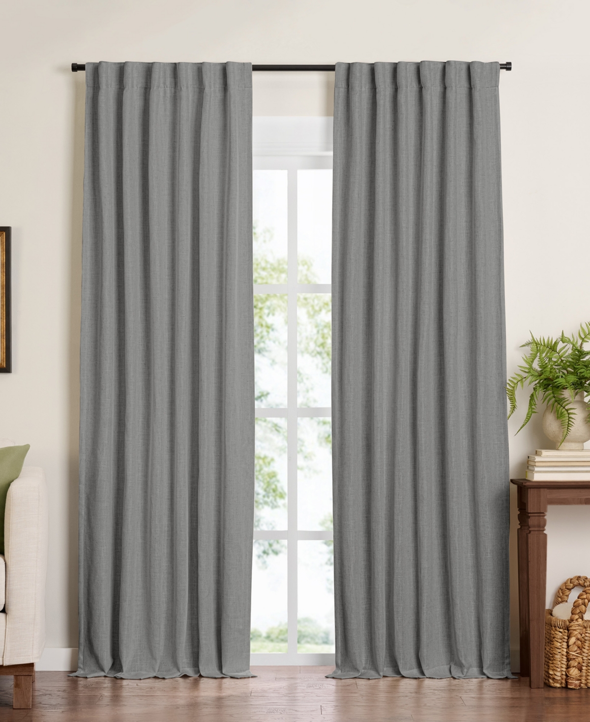 Elrene Harrow Solid Texture Blackout 1 Piece Curtain Panel, 52" X 84" In Dark Gray