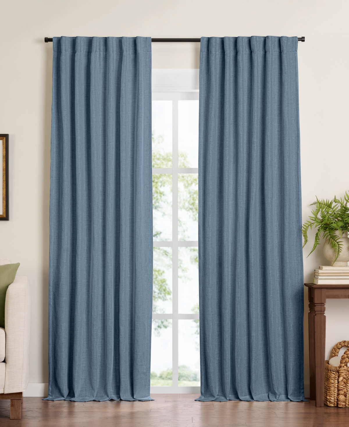 Shop Elrene Harrow Solid Texture Blackout 1 Piece Curtain Panel, 52" X 84" In Blue