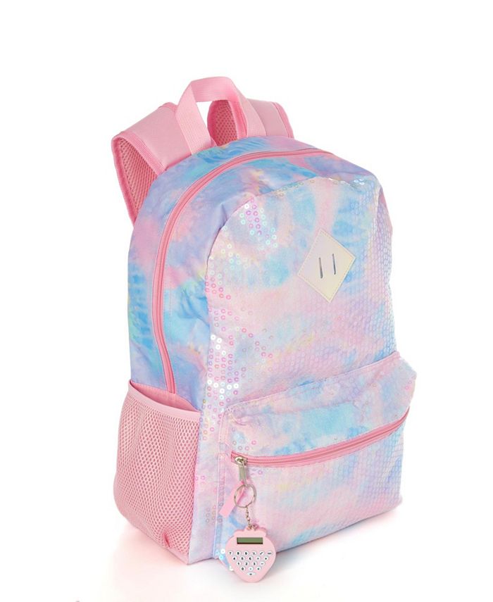 Sequin Tie Dye Backpack Set for Girls, 16 inch, 6 Pieces