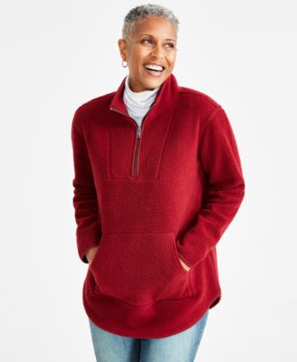 Women's Quarter-Zip Sherpa Fleece Pullover, Created for Macy's