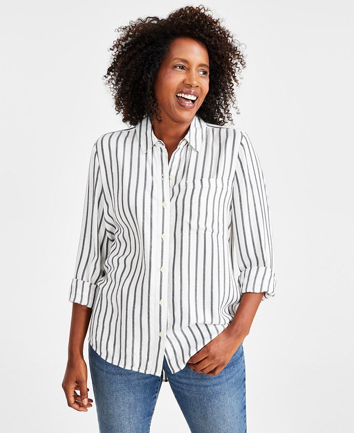Style & Co Women's Sparkle Button-Up Shirt, Created for Macy's - Macy's