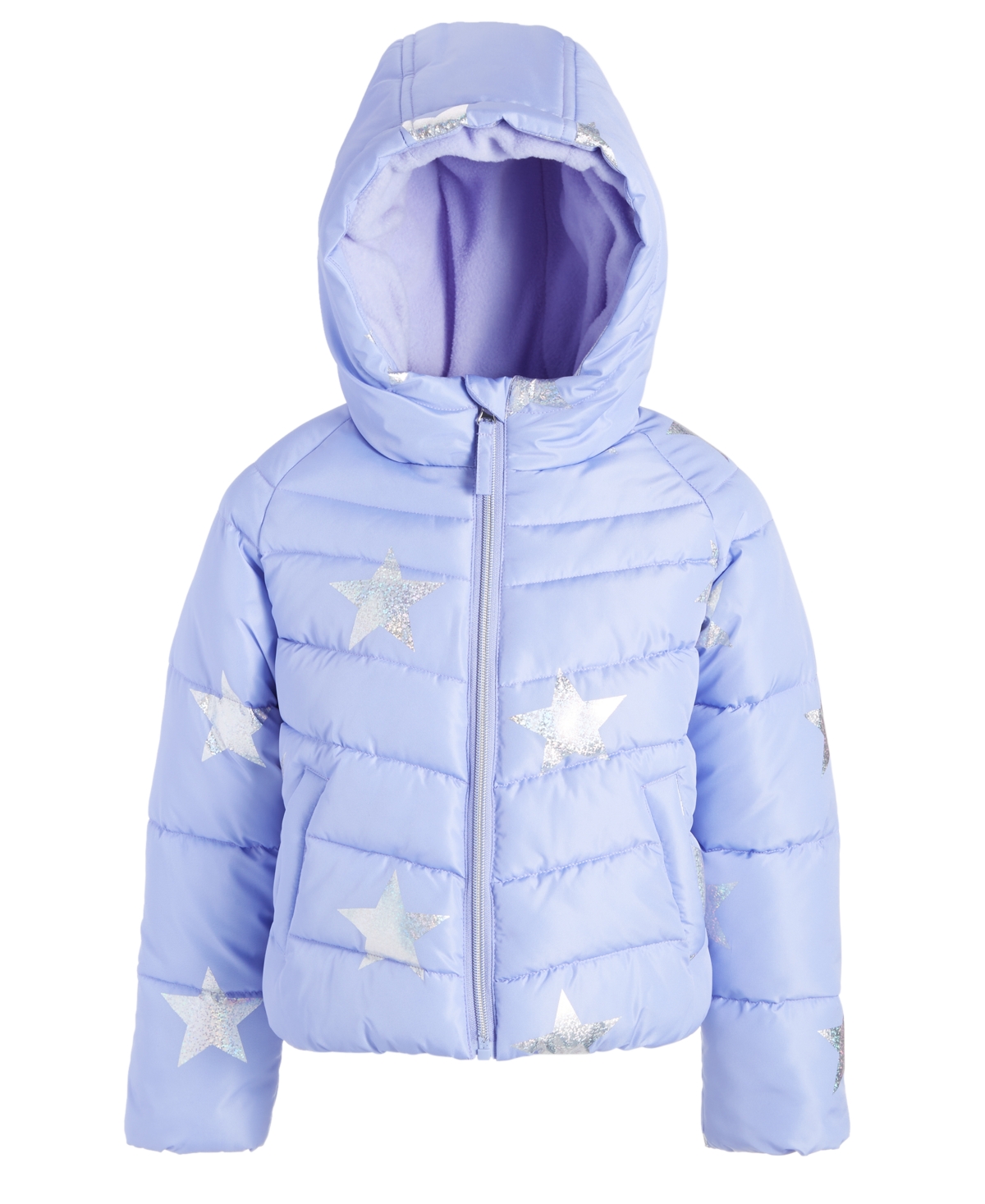 S Rothschild & Co S Rothschilld & Co Toddler & Little Girls Silver Star Foil Printed Puffer Coat In Lavender Stars