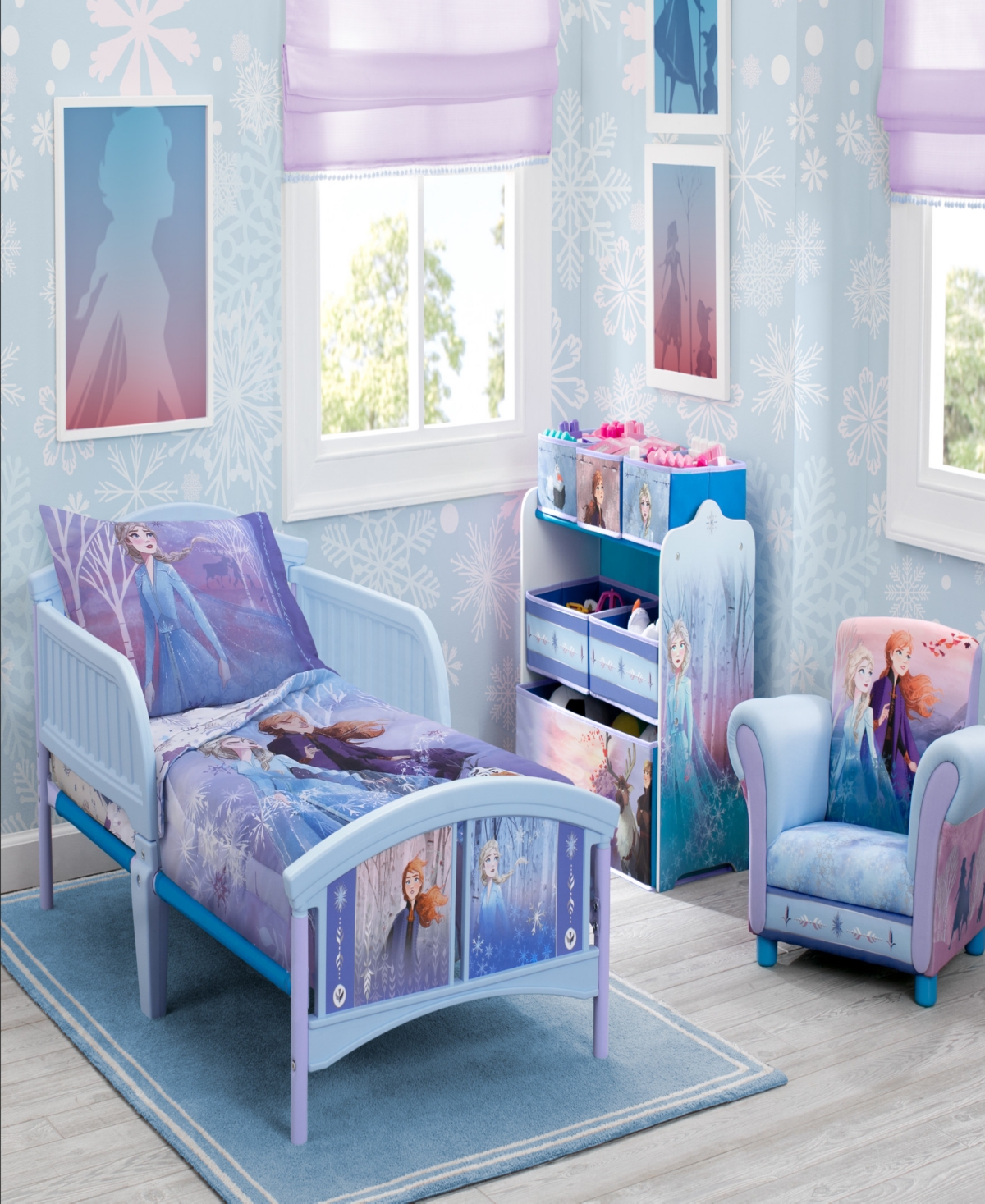 Disney Frozen Ii Traveling North 4 Piece Toddler Bed Set Bedding In Purple