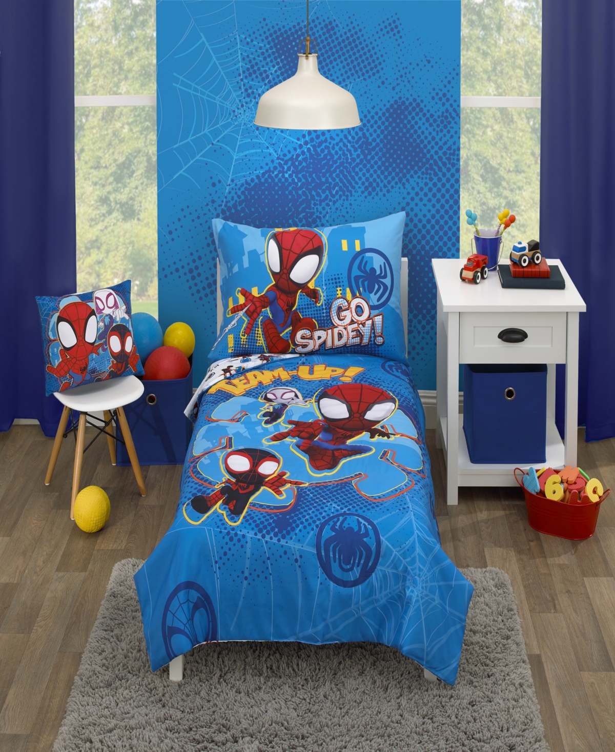Marvel Spidey Team 4 Piece Toddler Bed Set Bedding In Blue