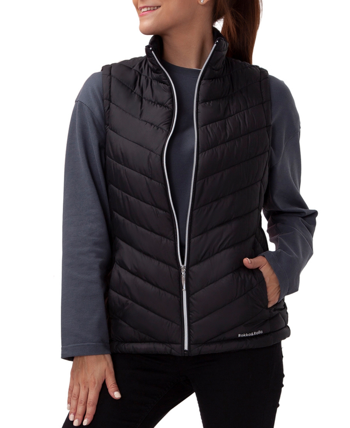 Women's Quilted Soft Fleece Lining Puffer Vest, up to 2XL - Black