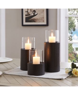 Danya B Contemporary 3-Piece Candle Holder Set With Clear Glass ...