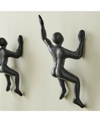 "Wall Climber" Cast Iron Decorative 2-Piece Wall Mount Hook Set