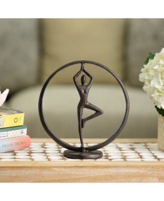 Yoga Tree Circle Cast Iron Sculpture