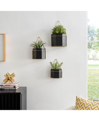 Modern Geometric Metal 3-Piece Wall Planters Set