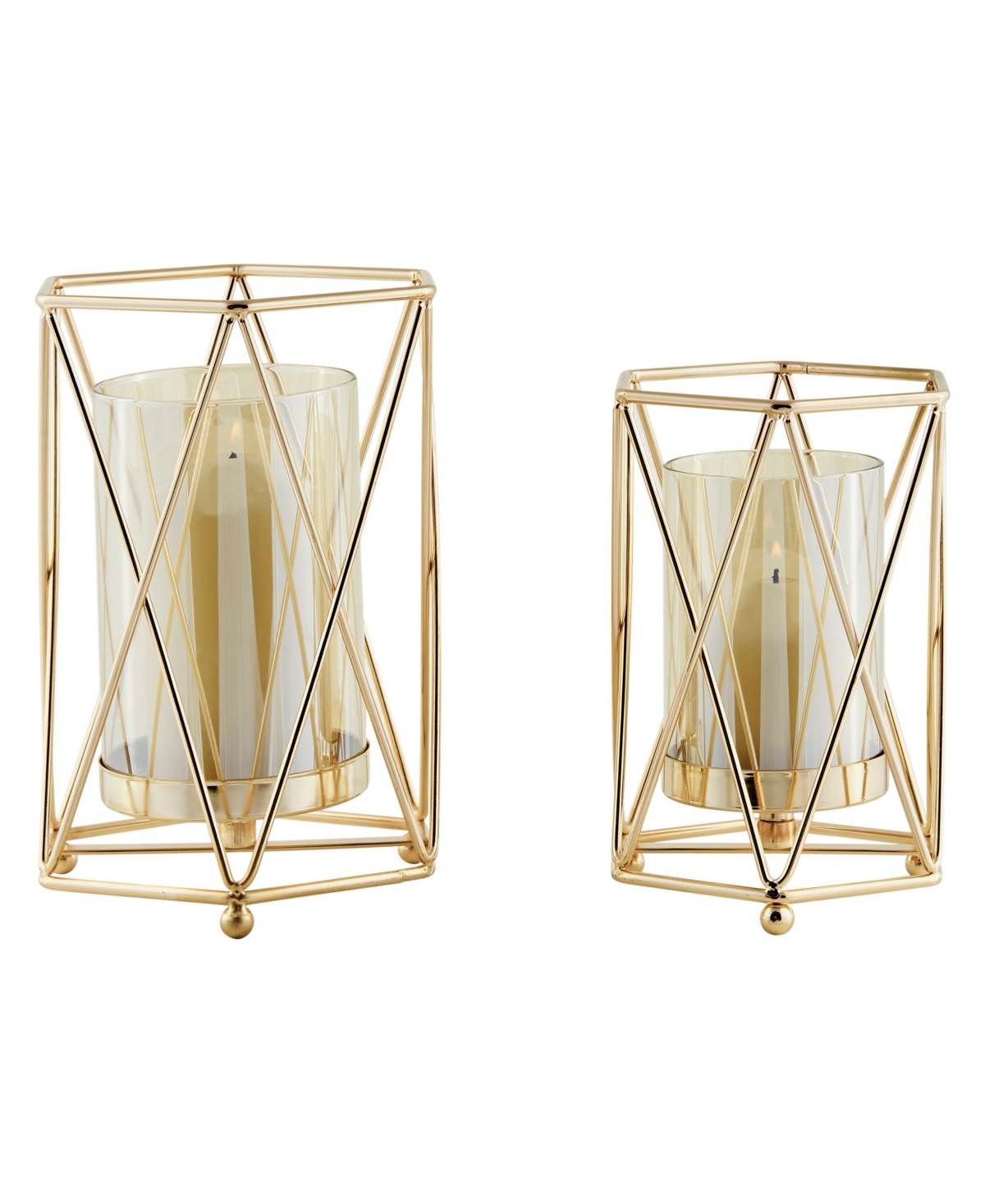 Danya B Prism Warm Hurricane 2-piece Candle Holders Set In Gold