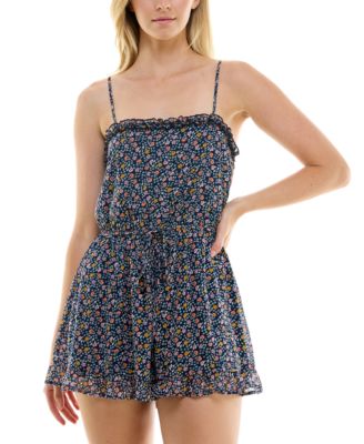 Trixxi - Juniors' Floral-Print Ruffled Romper