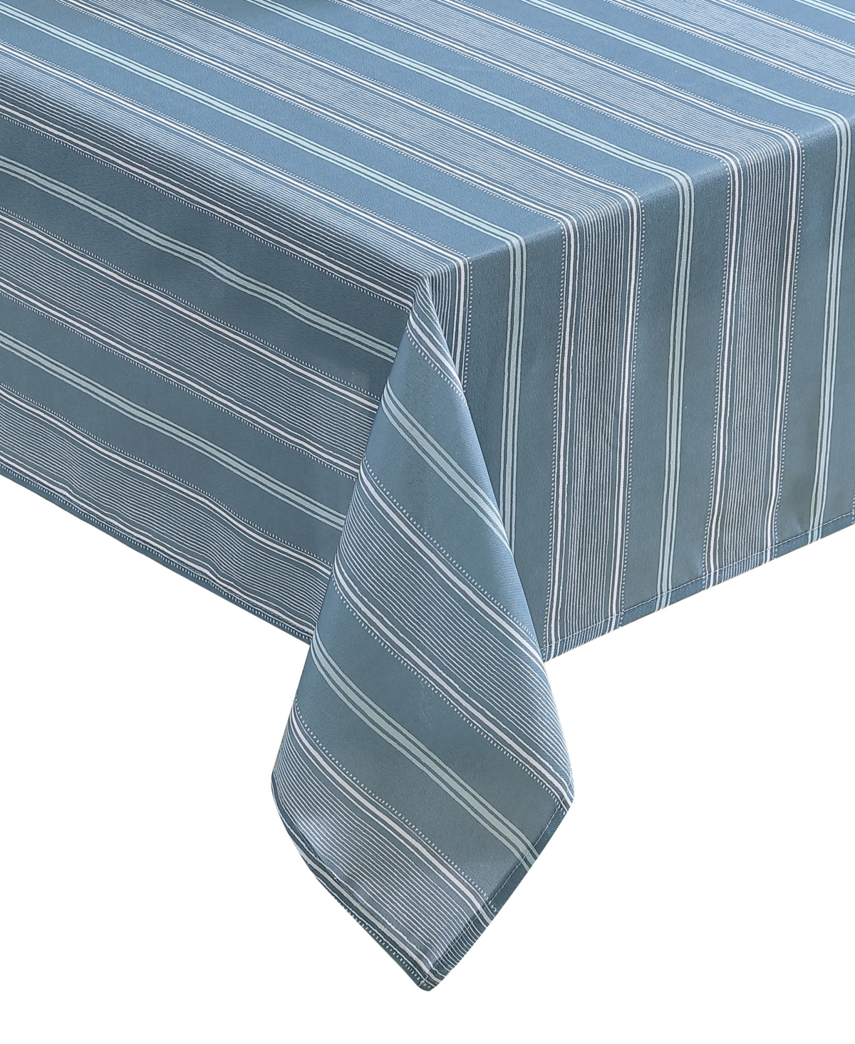 Laura Ashley Easy Care Tablecloth, 60" X 84", Service For 6 In Denim Stripe