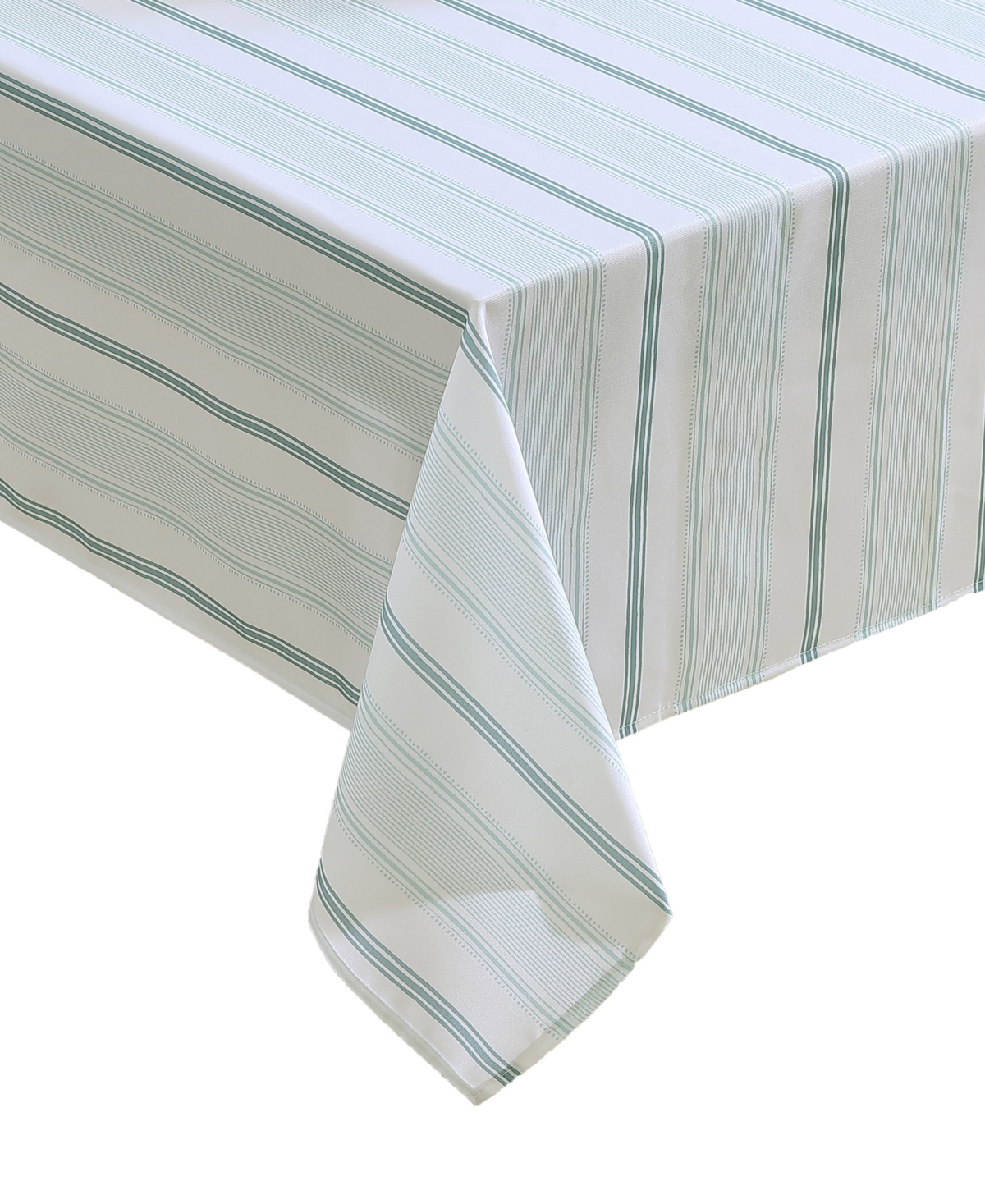 Laura Ashley Easy Care Pattern Tablecloth, 60" x 84" - Teal Stripe