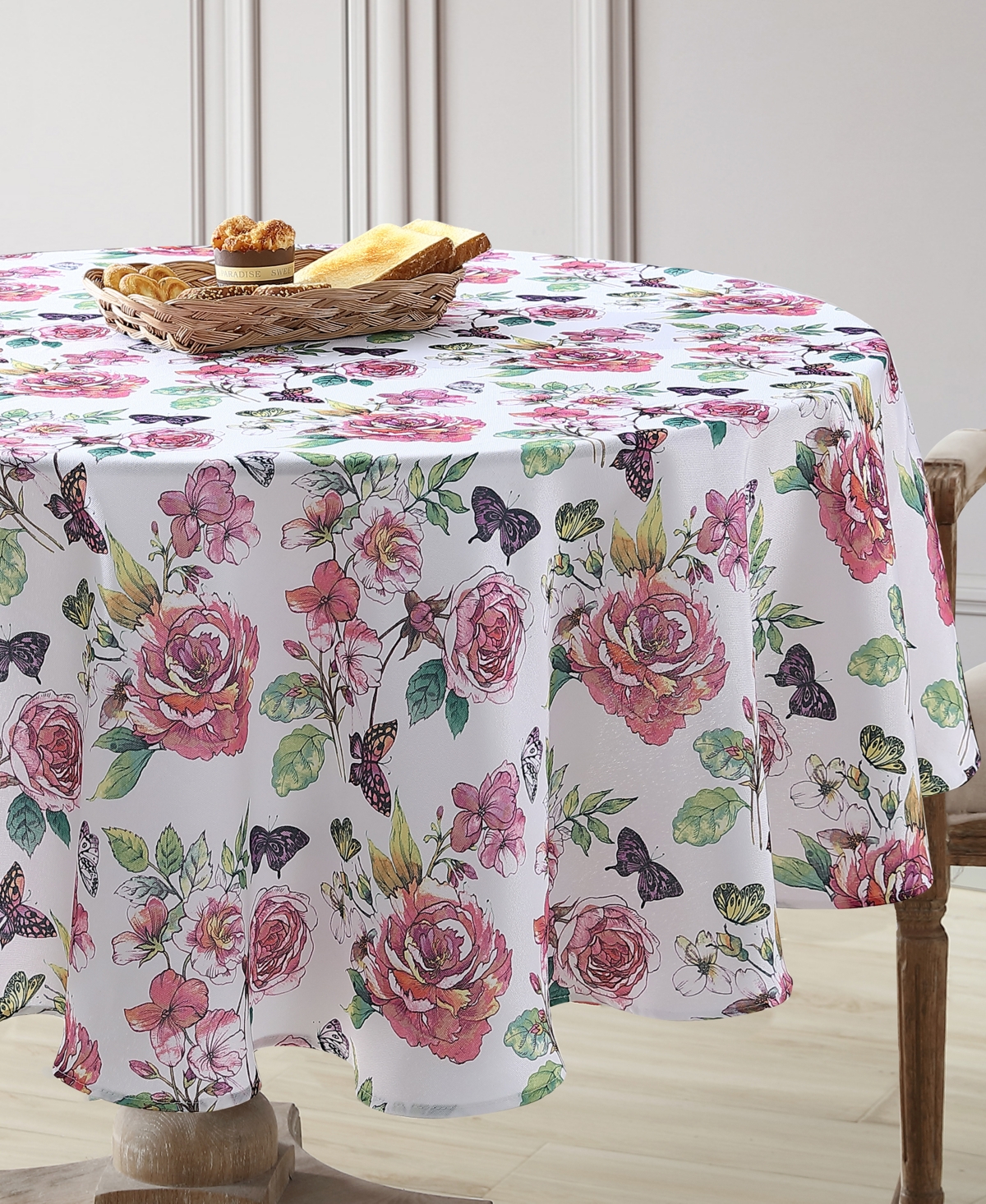 Laura Ashley Easy Care Tablecloth, 70 Round, Service for 6