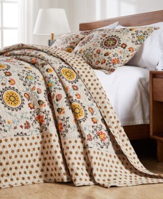 Andorra Suzani Boho 3 Piece Bedspread Set, King/California King