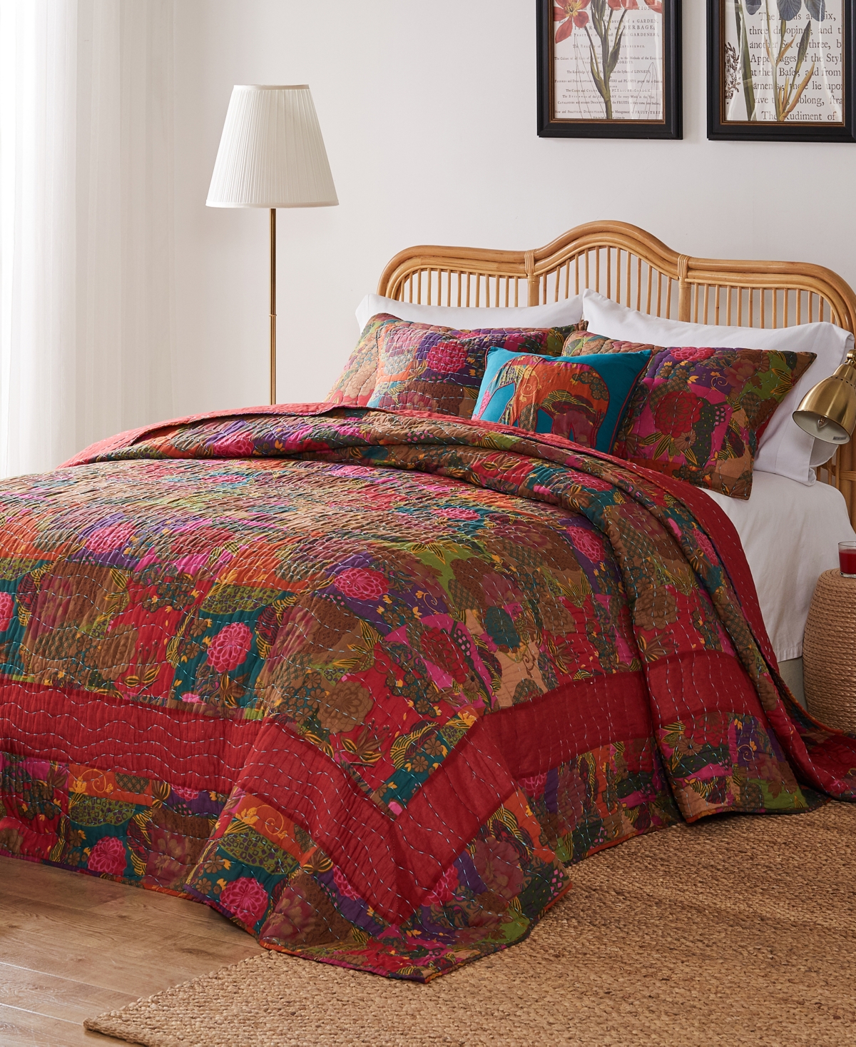 Greenland Home Fashions Jewel Kantha Quilted 3 Piece Bedspread Set, King/California King