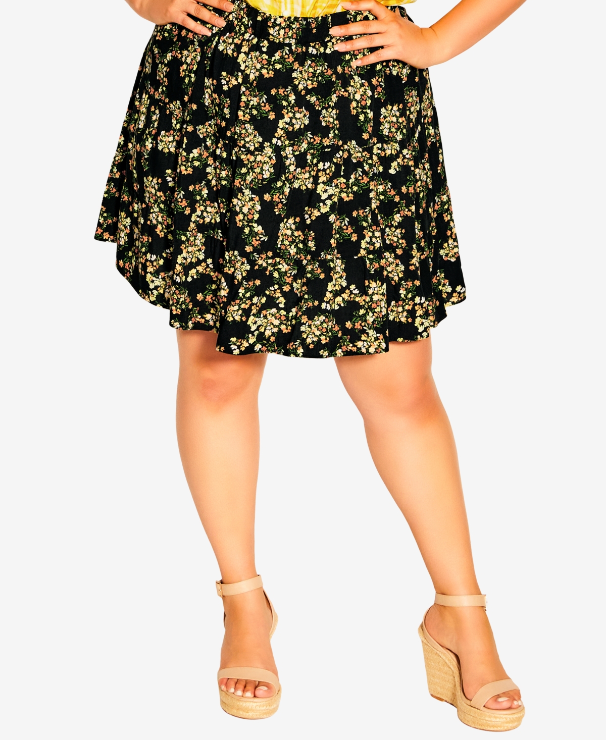 CITY CHIC TRENDY PLUS SIZE SORRENTO FLORAL SKIRT