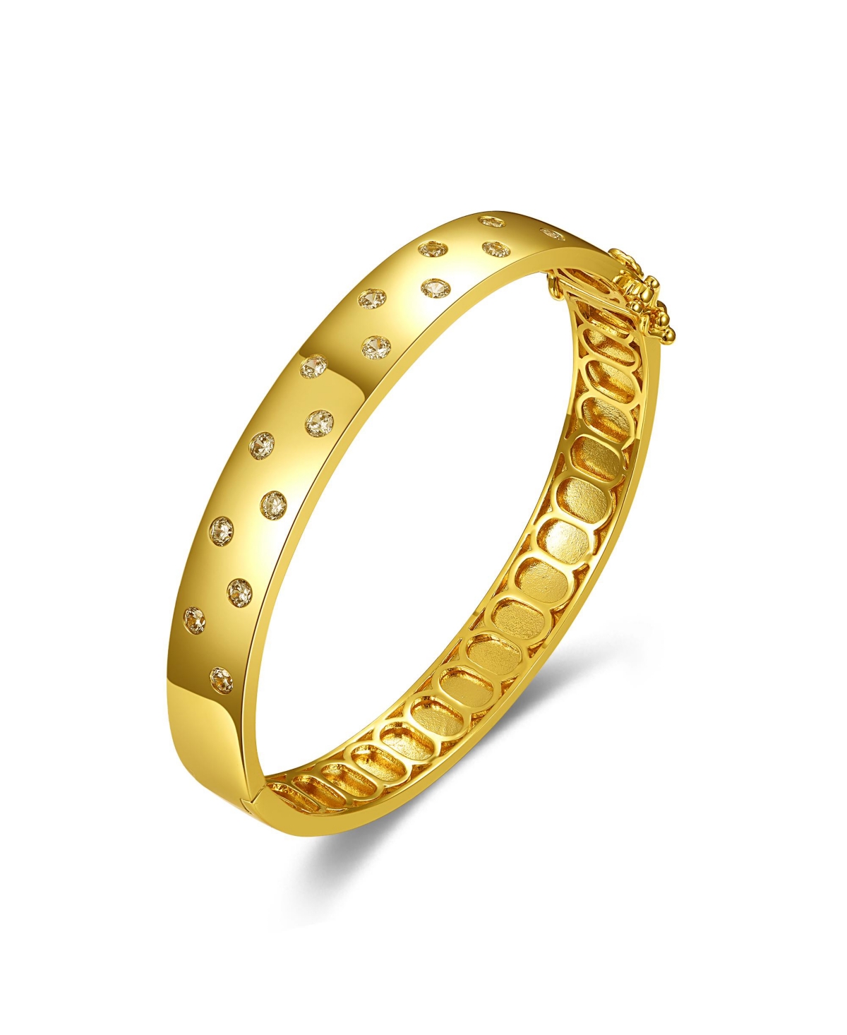 RACHEL GLAUBER 14K YELLOW GOLD PLATED WITH CUBIC ZIRCONIA STARRY SKY BANGLE BRACELET