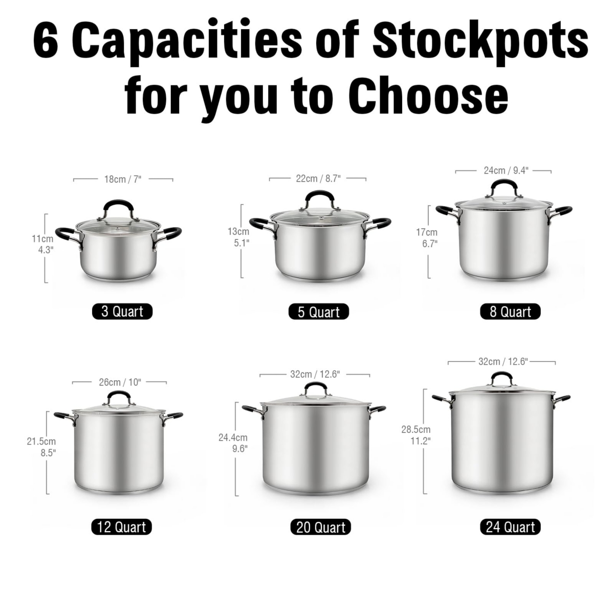 Cook N Home Stockpot Large pot Sauce Pot Induction Pot With Lid Professional24 Quart, with Stay-Cool Handles, silver - Stainless stee