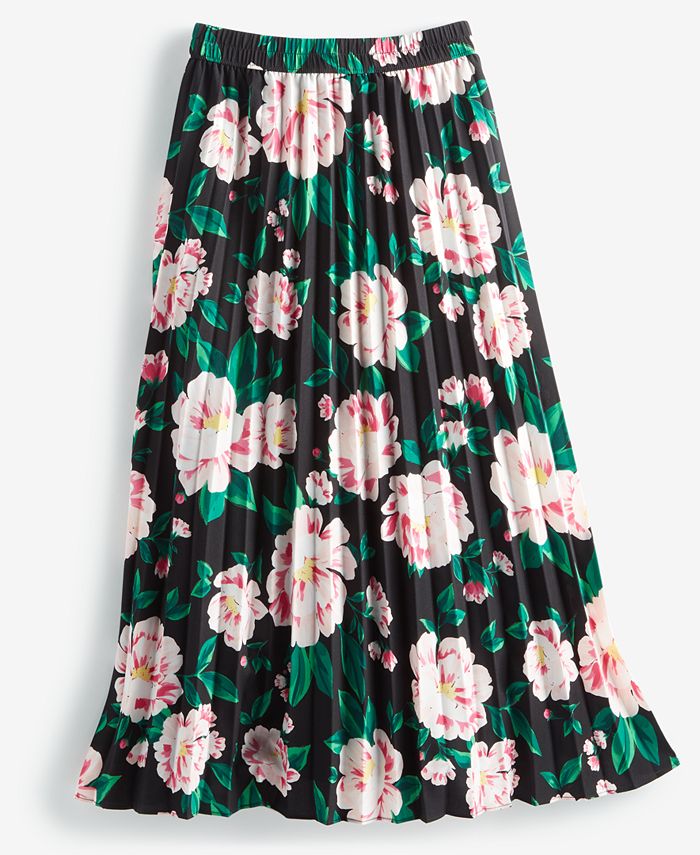 Floral Print Pleated Midi Skirt main image 0