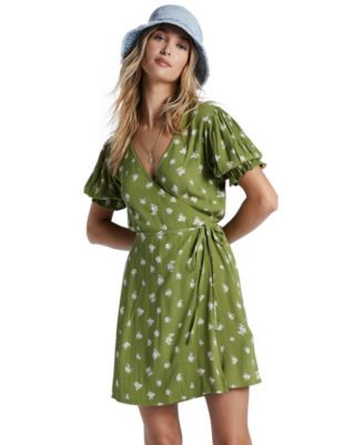 Billabong Juniors' Chiquita Short Sleeves Wrap Dress - Macy's