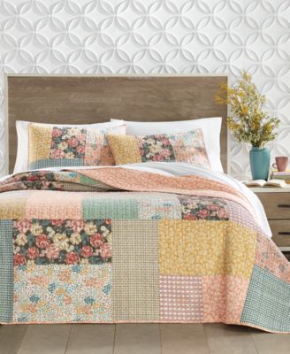 Charter Club Harvest Patchwork Reversible Quilts Created For Macys In Pink Combo