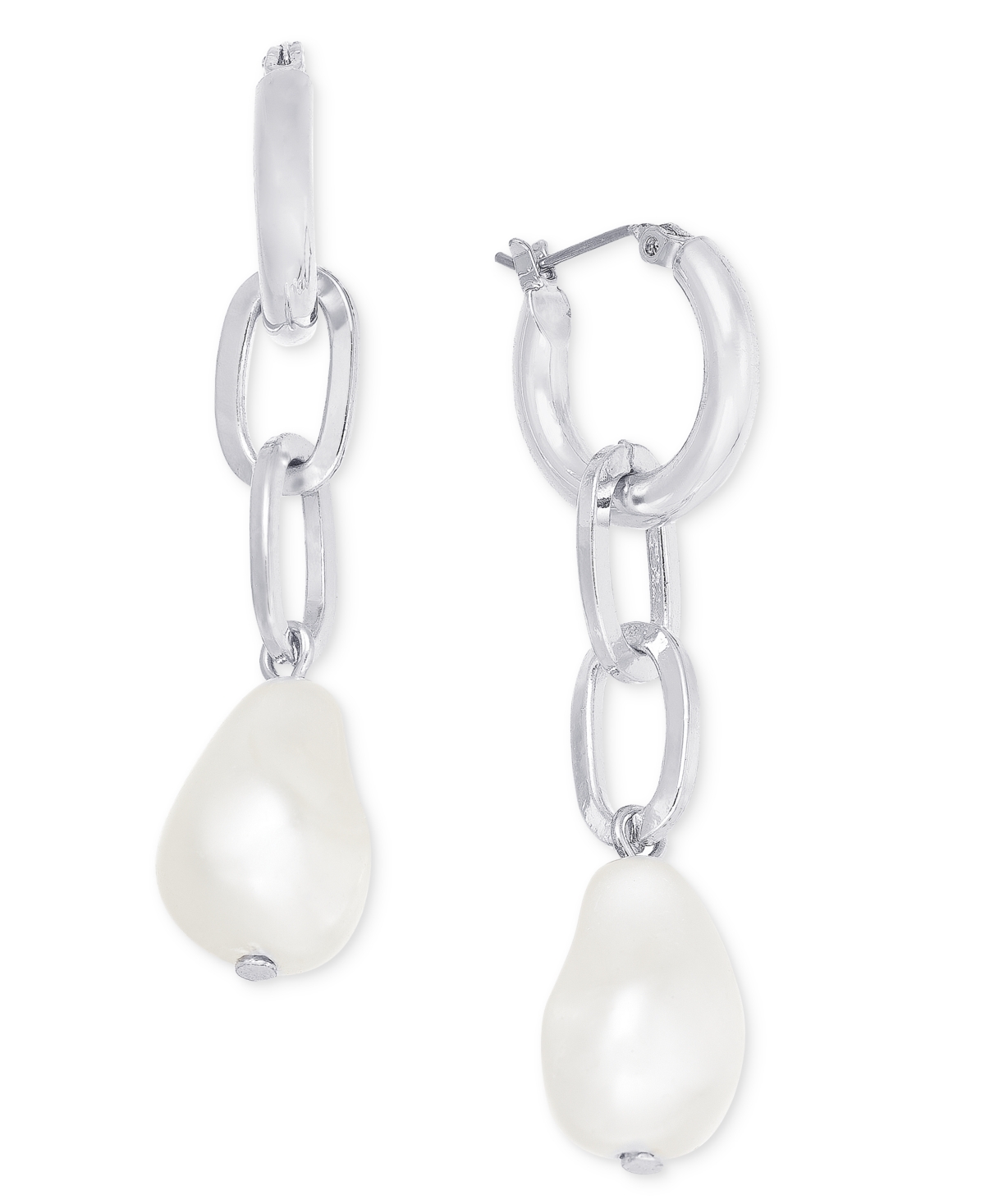 Imitation-Pearl Linear Chain Drop Earrings, Created for Macy's - Gold