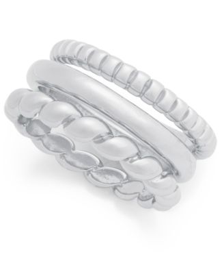 On 34th - Silver-Tone 3-Pc. Set Twist Stack Rings