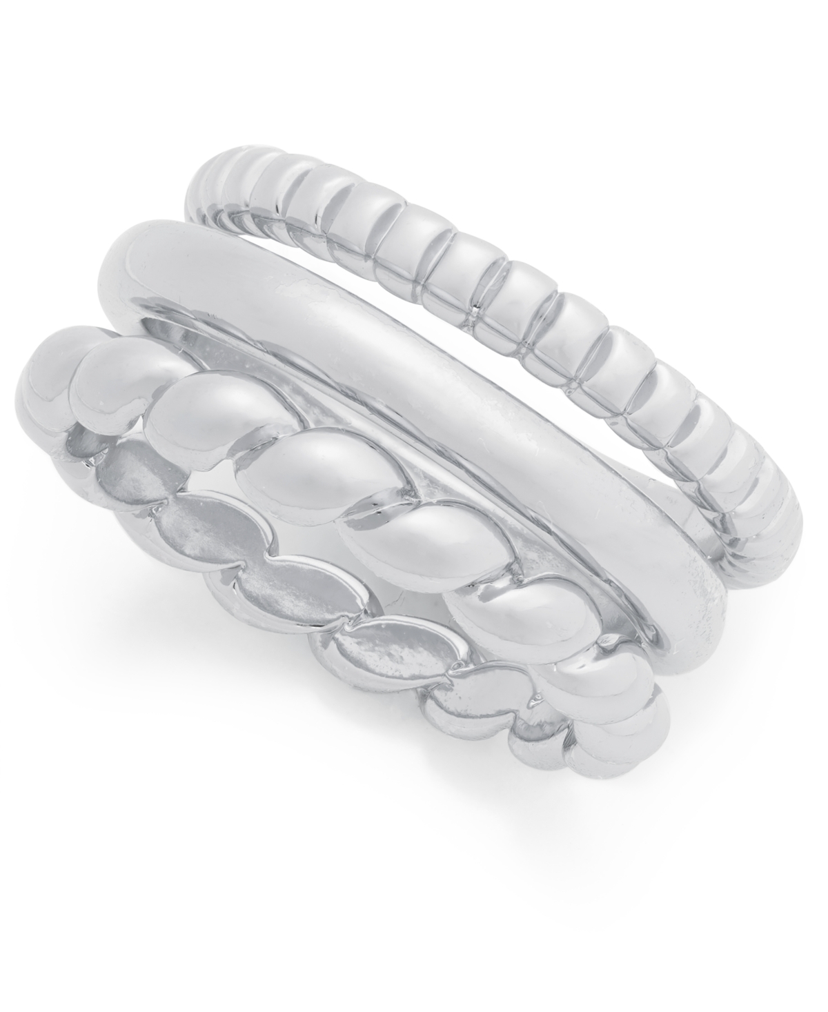 ON 34TH SILVER-TONE 3-PC. SET TWIST STACK RINGS, EXCLUSIVELY AT MACY'S 