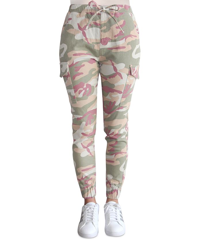 Almost Famous Crave Fame Juniors' Camo-Print High-Rise Cargo Joggers ...