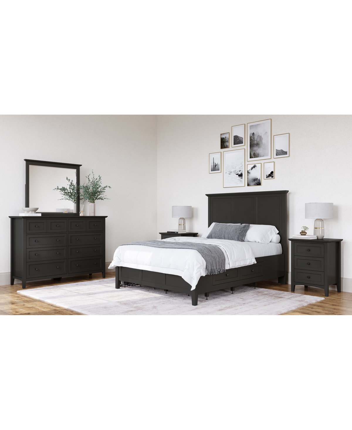 Shop Macy's Hedworth California King Storage 3pc Set (california King Storage Bed + Dresser + Nightstand) In Black