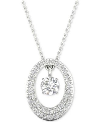 Macy's - Diamond Orbital Halo Pendant Necklace (1/3 ct. t.w.) in 10k White Gold, 16" + 2" extender